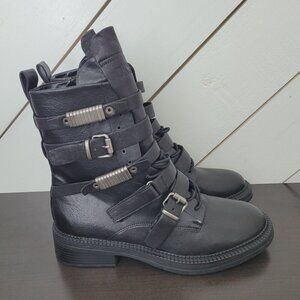 NEW DKNY Cowboy Women's 10 Strappy Leather Combat Lace up Boots    4PT